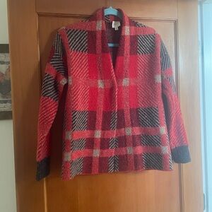 Cyrus Vibrant Red and Black Checkered Cardigan